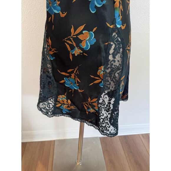Vintage Victorias Secret Gold Label Slip Mini Dress M Dark Blue Y2K Floral Satin - Picture 16 of 16
